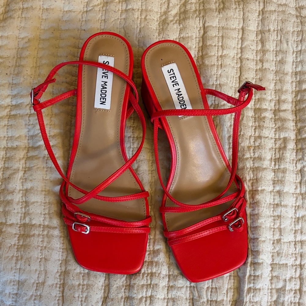 Steve Madden Bold Red Strappy Sandals